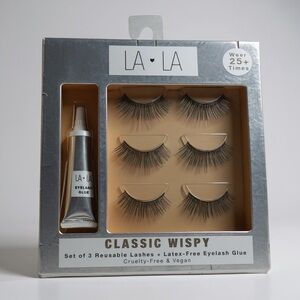 Classic Wispy Reusable Black Lashes with Glue